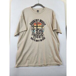 Country Music and Beer Graphic Tee - Beige